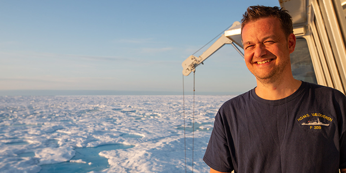 Colin Stedmon in the Fram Strait. Photo: Lawrence-Hislop.
