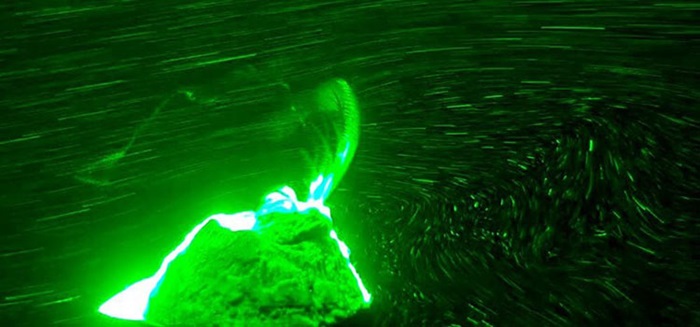 A barnacle creates a feeding current. Picture from high-speed video by Kristian Maar.