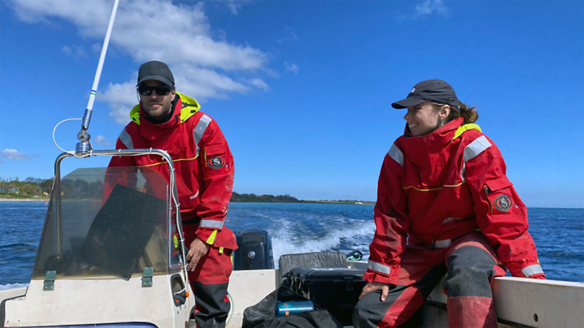 Forskere i felten ved Ballen på Samsø. Foto: DTU Aqua.