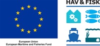 EU-flag og det danske logo for Den Europæiske Hav- og Fiskerifond. 