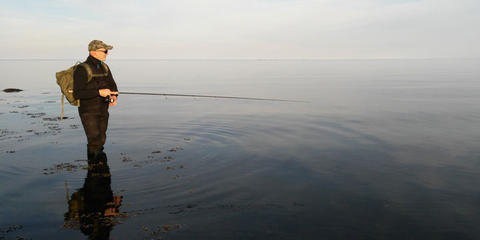 Lystfisker på kysten ved Fyn. Foto Finn Sivebæk